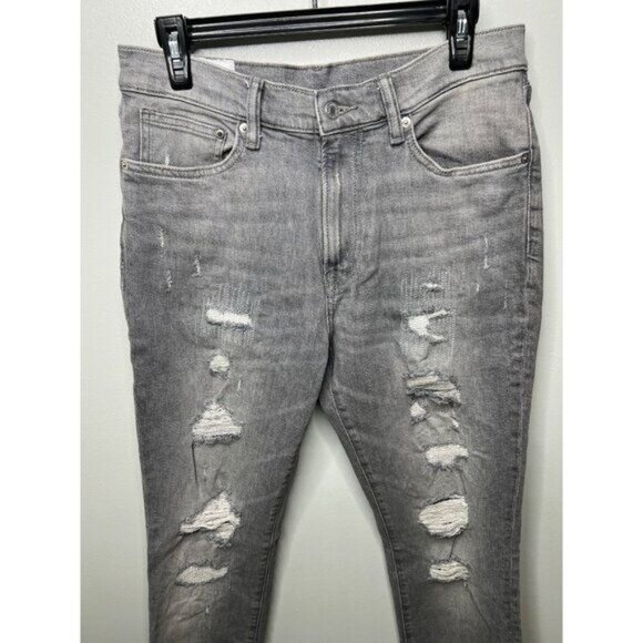 H&M Mens Distressed Moulante Grey Skinny Jeans Cotton/Elastane Size 32/32 - Picture 2 of 13